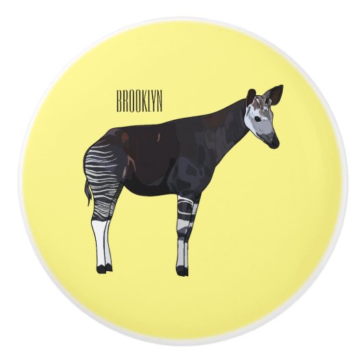 Okapi cartoon illustratie keramische knop (Voorkant)