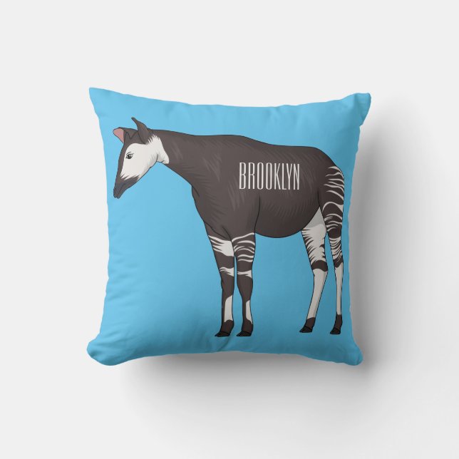 Okapi cartoon illustratie kussen (Voorkant)