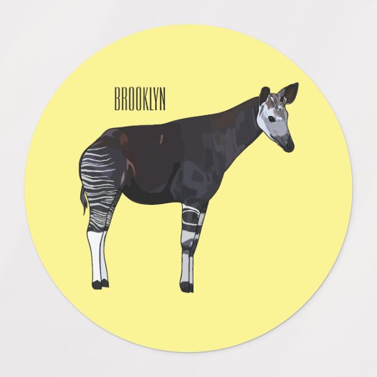 Okapi cartoon illustratie labels (Design 1)