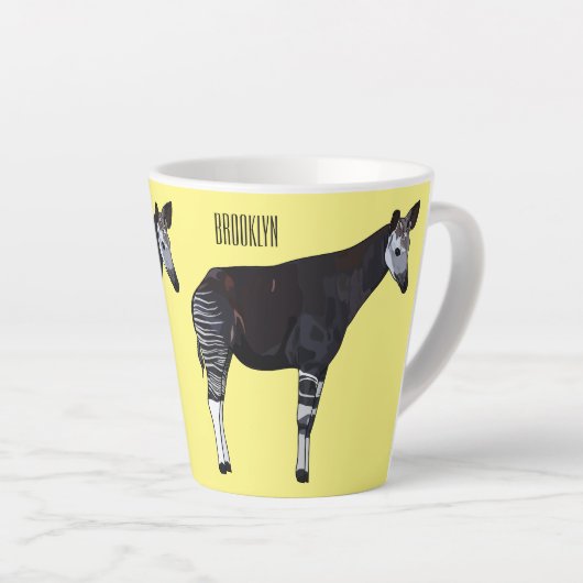 Okapi cartoon illustratie latte mok (Rechterhoek)