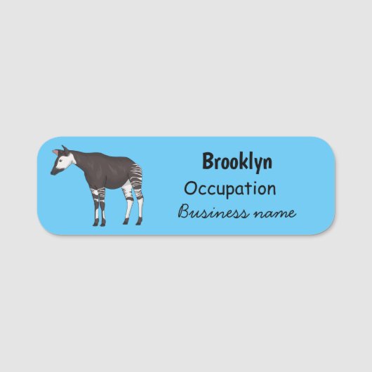 Okapi cartoon illustratie naamplaatje (Voorkant)