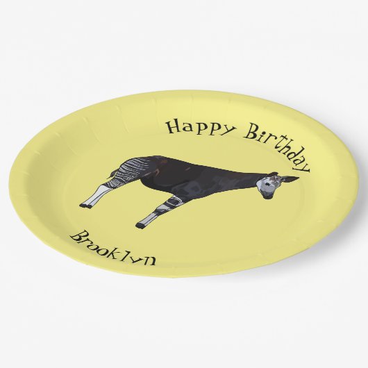 Okapi cartoon illustratie papieren bordje (Gekanteld)