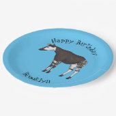 Okapi cartoon illustratie papieren bordje (Gekanteld)
