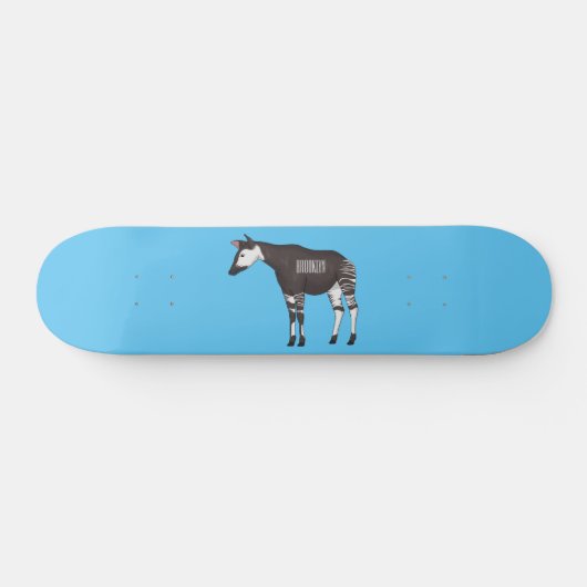 Okapi cartoon illustratie persoonlijk skateboard (Horizontaal)
