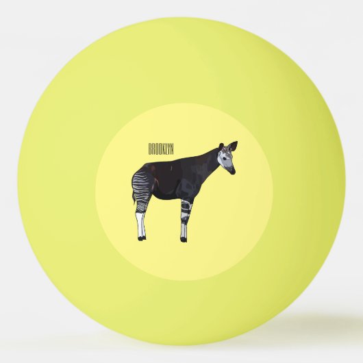 Okapi cartoon illustratie pingpongbal (Voorkant)