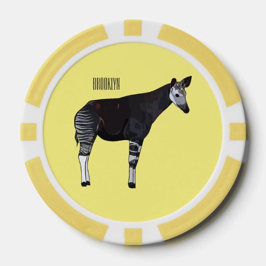 Okapi cartoon illustratie poker chips (Voorkant)