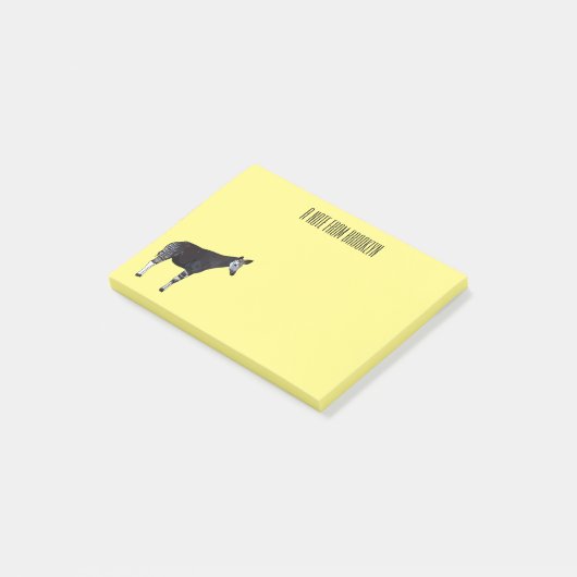 Okapi cartoon illustratie post-it® notes (Schuin)