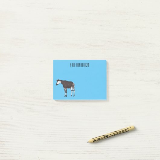 Okapi cartoon illustratie post-it® notes (Op bureau)