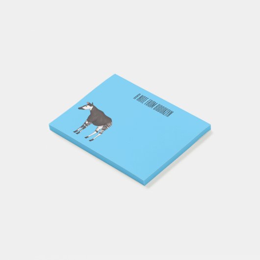 Okapi cartoon illustratie post-it® notes (Schuin)