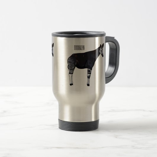 Okapi cartoon illustratie reisbeker (Voorkant rechts)