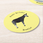 Okapi cartoon illustratie ronde kartonnen onderzetter (Gebogen)