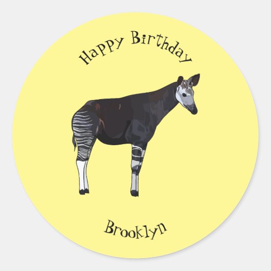 Okapi cartoon illustratie ronde sticker (Voorkant)
