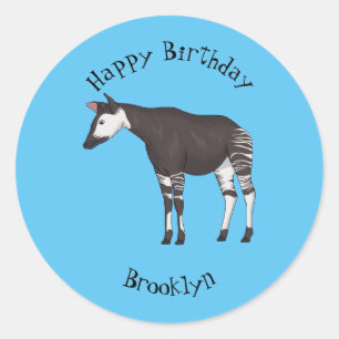 Okapi cartoon illustratie ronde sticker