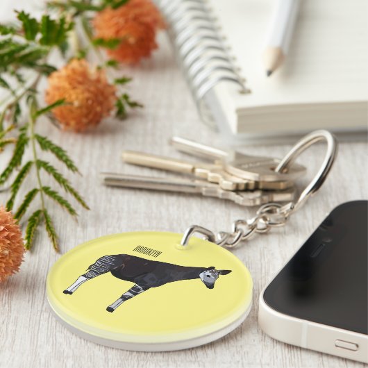 Okapi cartoon illustratie sleutelhanger (Voorkant Rechts)