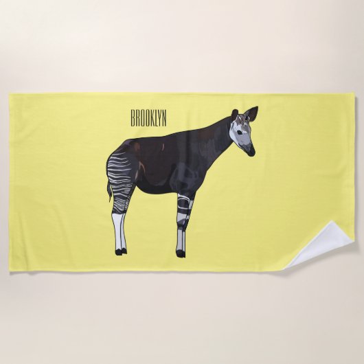 Okapi cartoon illustratie strandlaken (Voorkant)