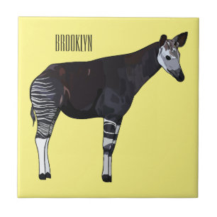 Okapi cartoon illustratie tegeltje