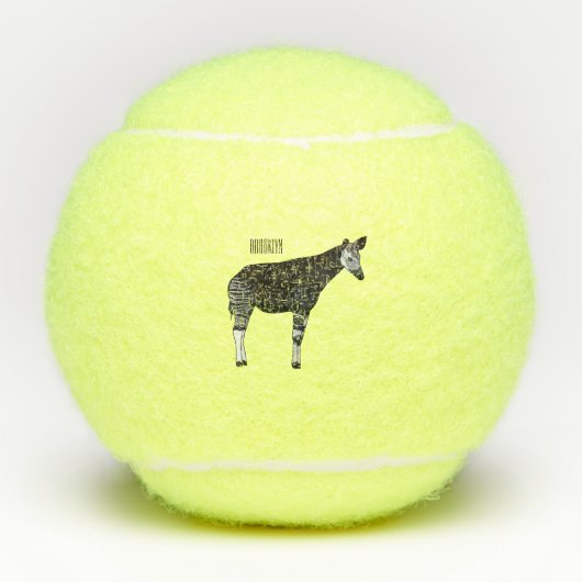Okapi cartoon illustratie tennisballen (Voorkant)