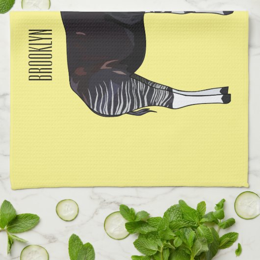Okapi cartoon illustratie theedoek (Gevouwen)