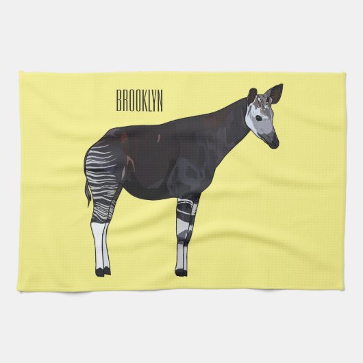 Okapi cartoon illustratie theedoek (Horizontaal)