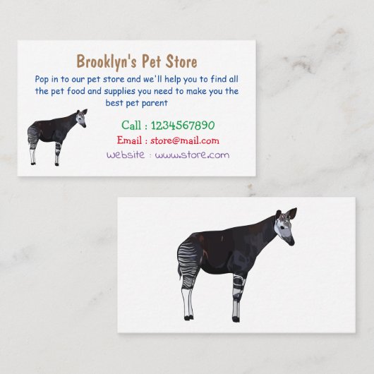 Okapi cartoon illustratie visitekaartje (Voorkant / Achterkant)