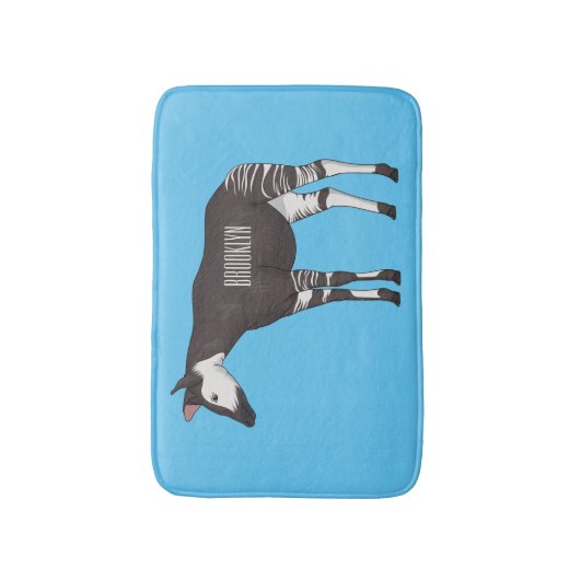 Okapi cartoon illustration badmat (Voorkant Verticaal)