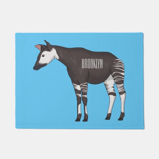 Okapi cartoon illustration deurmat (Voorkant)