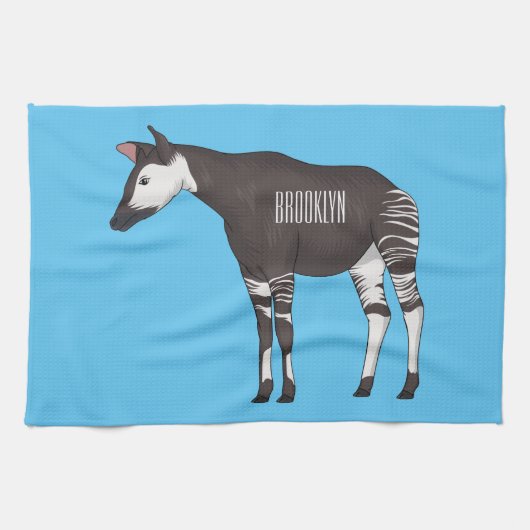 Okapi cartoon illustration theedoek (Horizontaal)