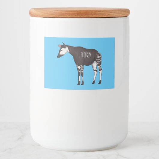 Okapi cartoon illustration voedselcontainer etiket (Voorkant)