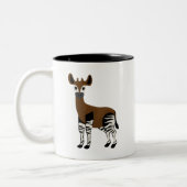 Okapi-Cartoon, Majestic Okapi Animal, Okapi Lovers Tweekleurige Koffiemok (Links)