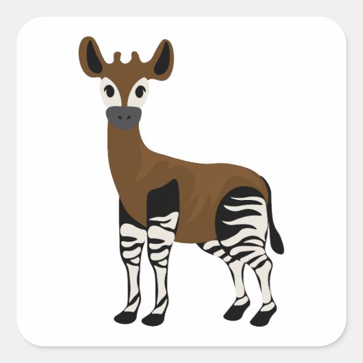 Okapi-Cartoon, Majestic Okapi Animal, Okapi Lovers Vierkante Sticker (Voorkant)