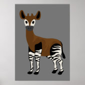 Okapi Cartoon, Majestueus Okapi Dier, Okapi Liefhe Poster (Voorkant)