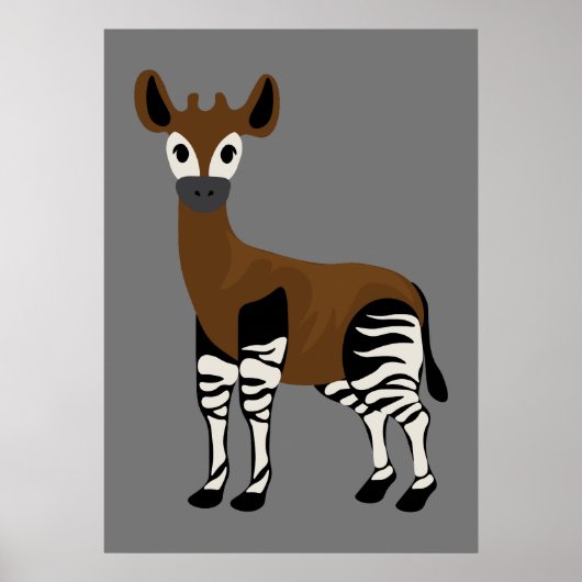 Okapi Cartoon, Majestueus Okapi Dier, Okapi Liefhe Poster (Voorkant)