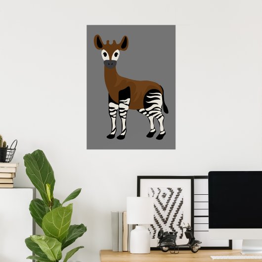 Okapi Cartoon, Majestueus Okapi Dier, Okapi Liefhe Poster (Thuiskantoor)