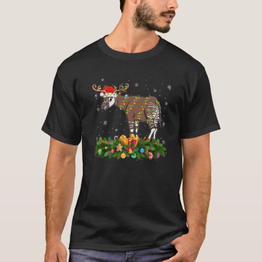 Okapi Dierenvriend Reindeer Santa Hat Okapi Christ T-shirt (Voorkant)