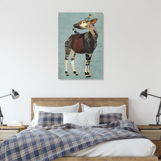 OKAPI & FEATHERS CANVAS AFDRUK (Insitu (Slaapkamer))