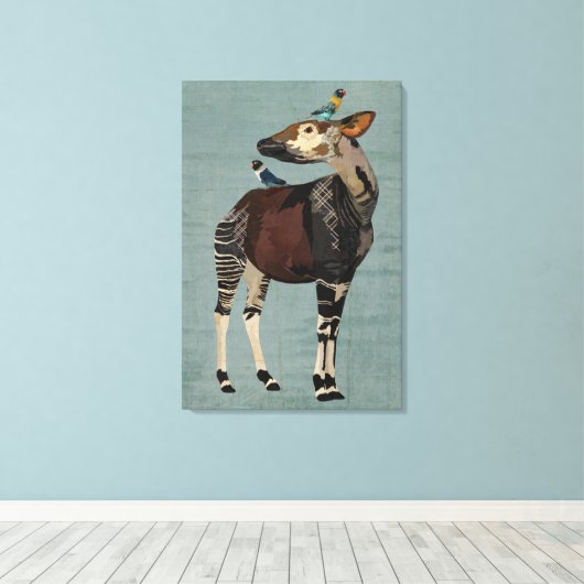 OKAPI & FEATHERS CANVAS AFDRUK (Insitu (Houten vloer))