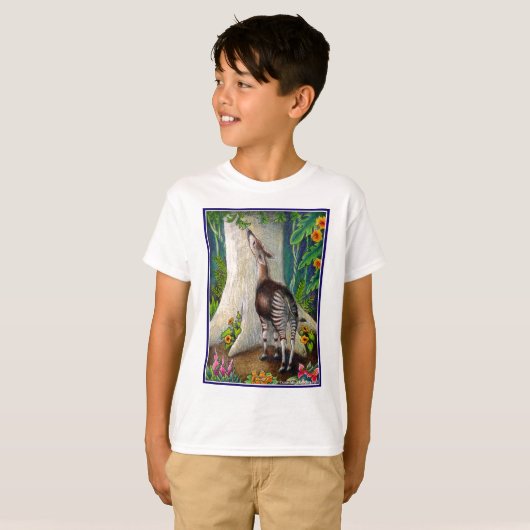 Okapi in het regenwoud t-shirt (Voorkant volledig)
