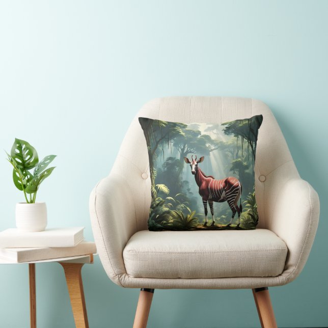 Okapi in het regenwoud, (Zebra Giraffe) Kussen (Stoel)