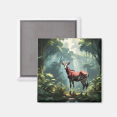 Okapi in het regenwoud, (Zebra Giraffe) Magneet (Voorkant / Achterkant)