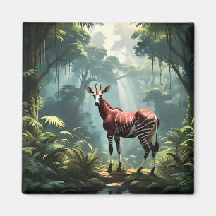 Okapi in het regenwoud, (Zebra Giraffe) Magneet