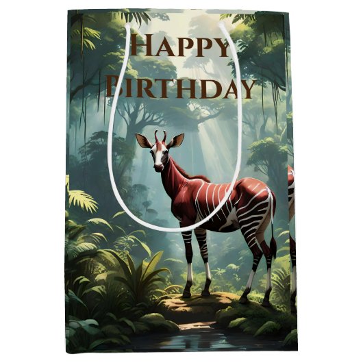 Okapi in het regenwoud, (Zebra Giraffe) Medium Cadeauzakje (Voorkant)