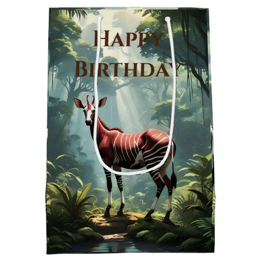 Okapi in het regenwoud, (Zebra Giraffe) Medium Cadeauzakje (Achterkant)