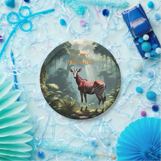 Okapi in het regenwoud, (Zebra Giraffe) Papieren Bordje (Feest)