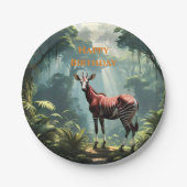 Okapi in het regenwoud, (Zebra Giraffe) Papieren Bordje (Voorkant)