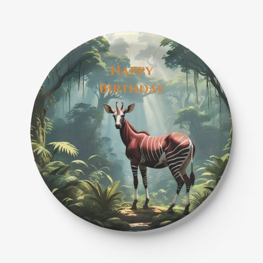 Okapi in het regenwoud, (Zebra Giraffe) Papieren Bordje (Voorkant)