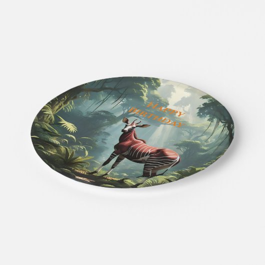 Okapi in het regenwoud, (Zebra Giraffe) Papieren Bordje (Gekanteld)