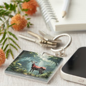 Okapi in het regenwoud, (Zebra Giraffe) Sleutelhanger (Voorkant Rechts)