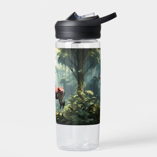 Okapi in het regenwoud, (Zebra Giraffe) Waterfles (Links)