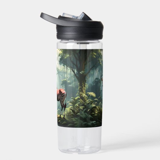 Okapi in het regenwoud, (Zebra Giraffe) Waterfles (Rechts)