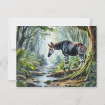 Okapi in regenwoud natuur watercolor ansichtkaart